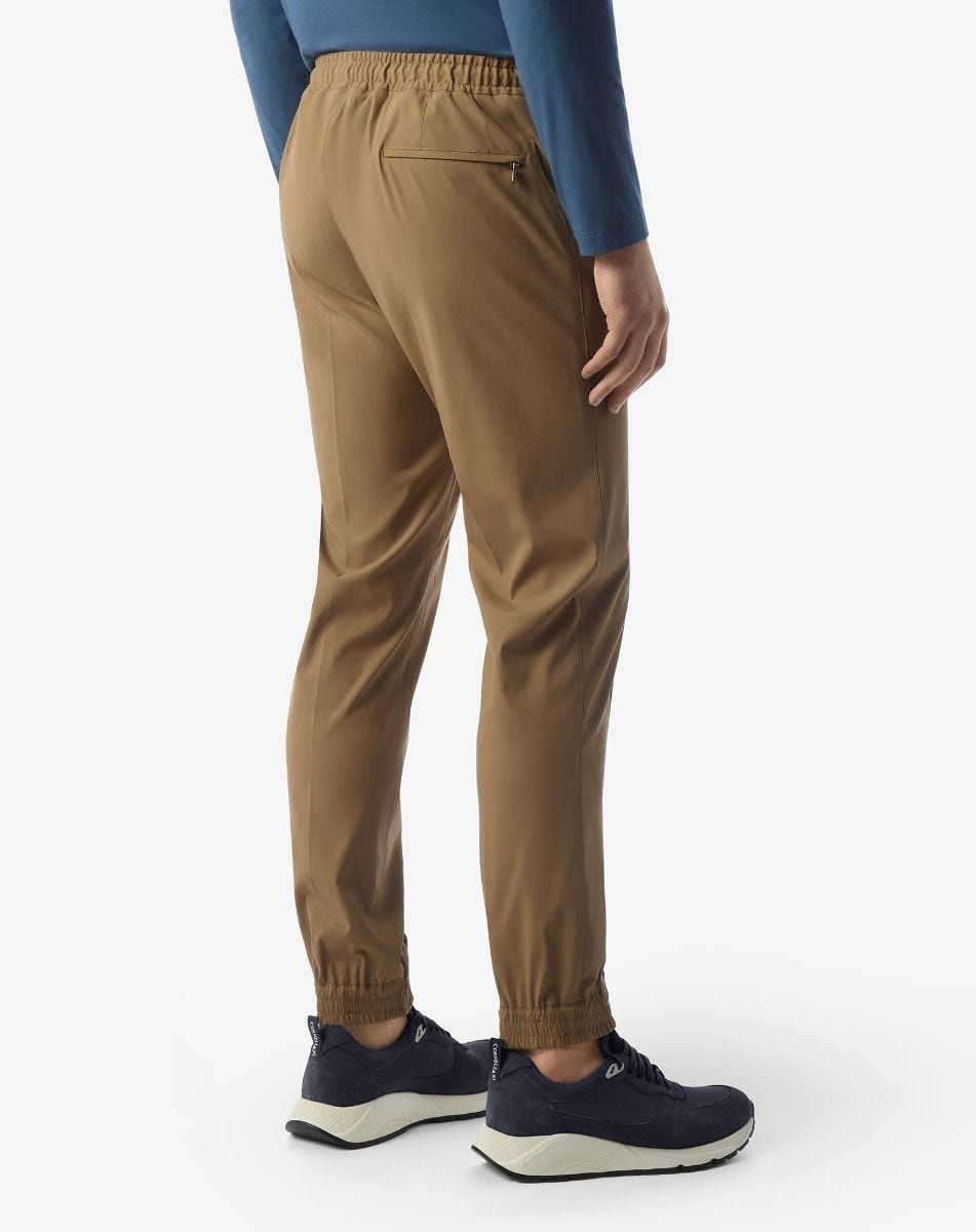 Beige technical wool fabric joggers - 4