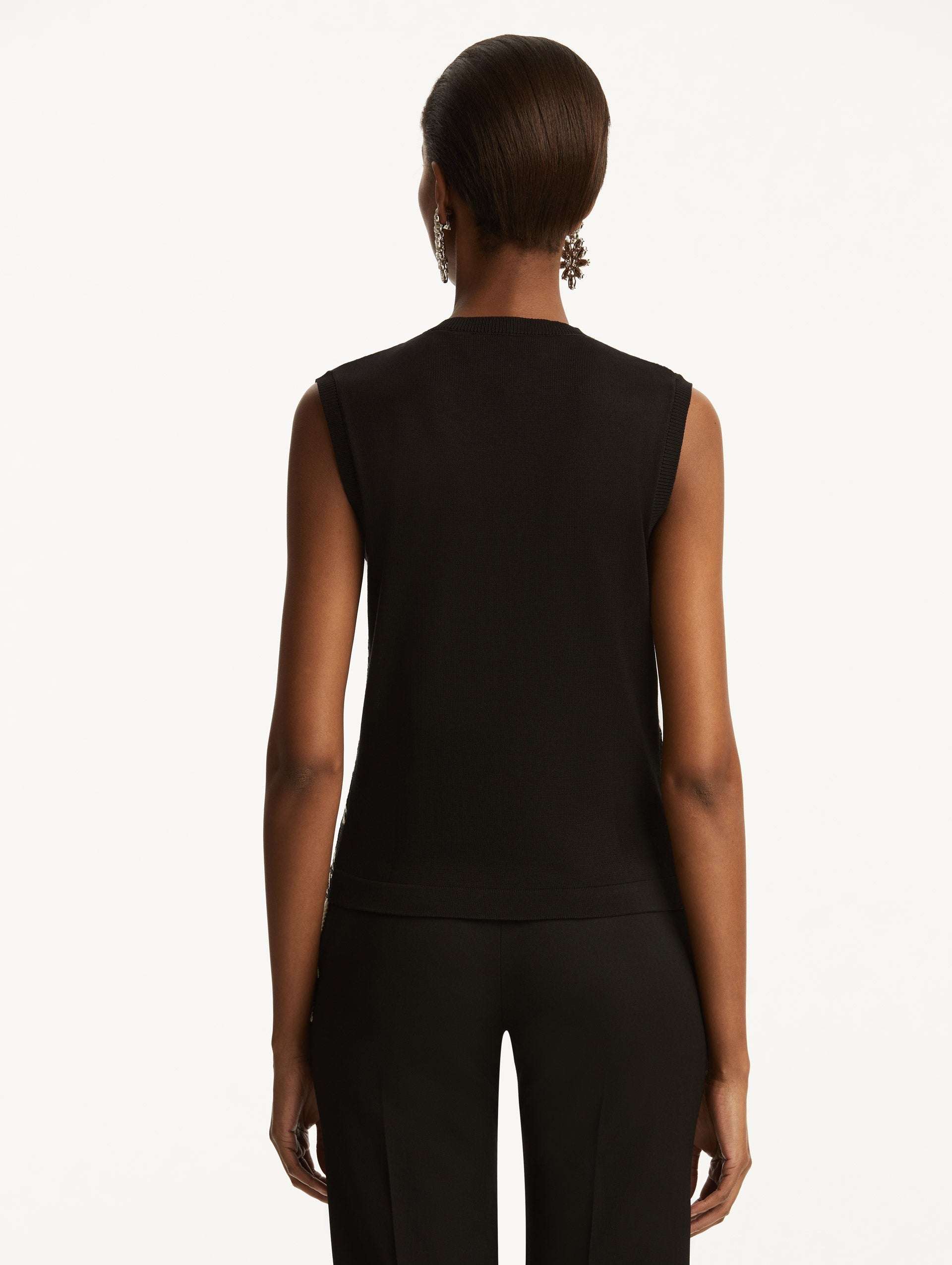 CHECKED FRINGE GUIPURE TANK - 4