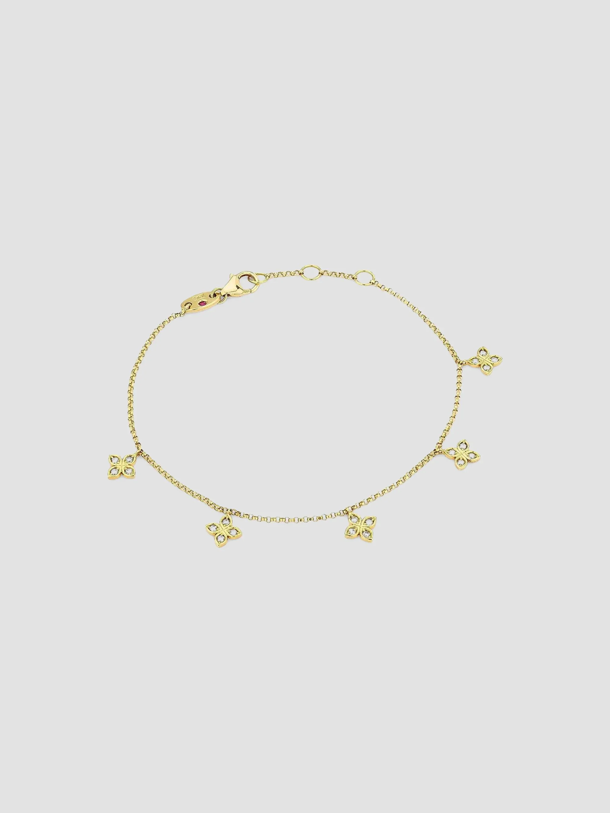 Women's Venetian Princess 18K Yellow Gold & 0.18 TCW Diamond Flower Charm Bracelet - Yellow Gold - 1