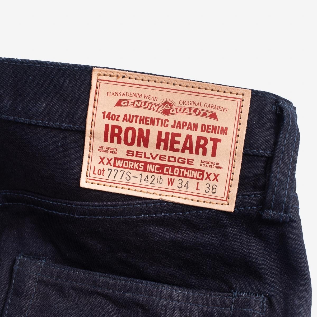 IH-777S-142ib 14oz Selvedge Denim Slim Tapered Cut Jeans - Indigo/Black - 9