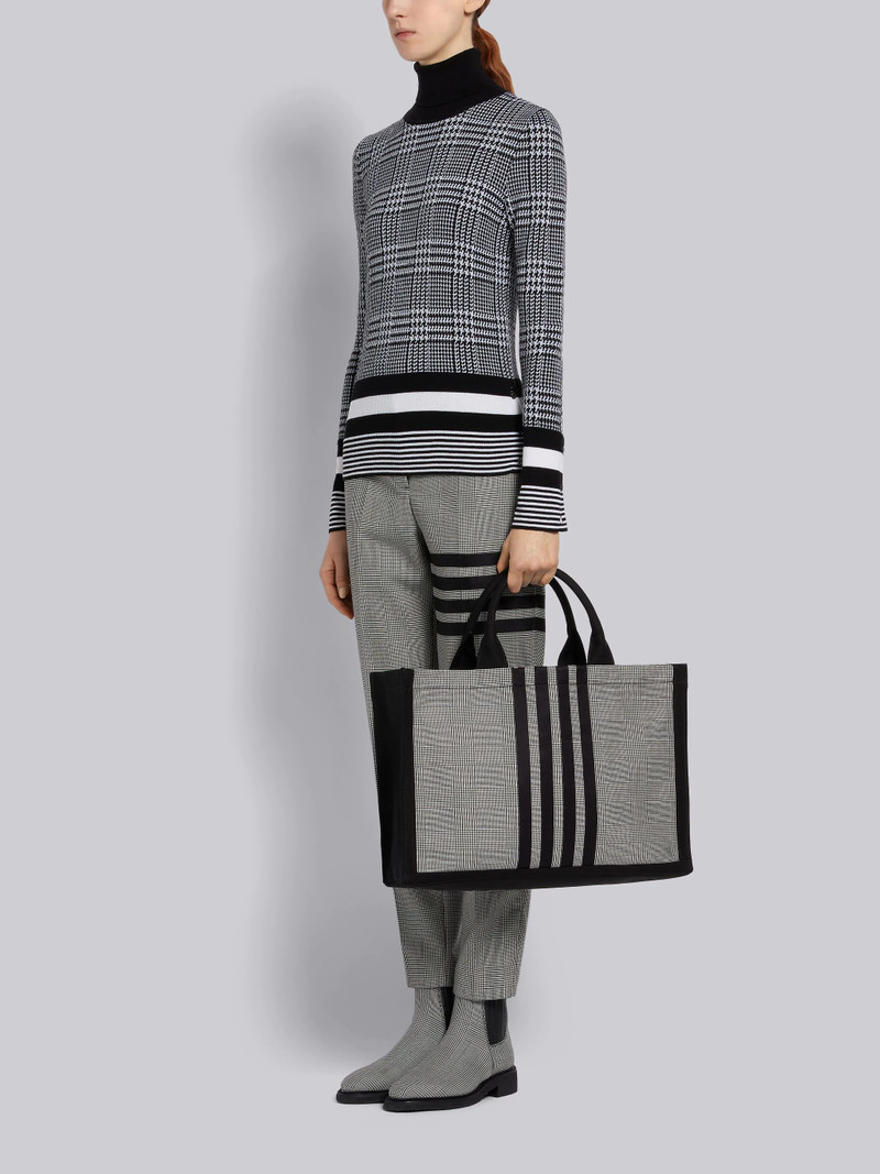 Black and White Wool Prince of Whales Print Tote 6