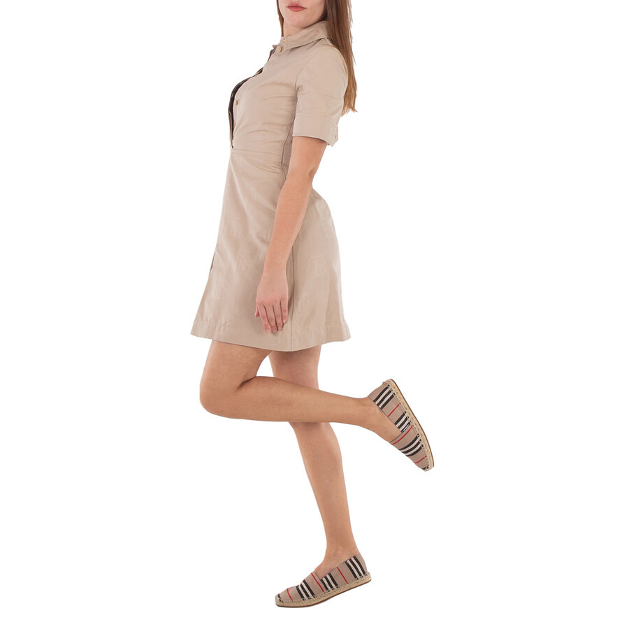 Open Box - Burberry Gigi Monogram Motif Belt Cotton Dress, Brand Size 4 (US Size 2) - 2