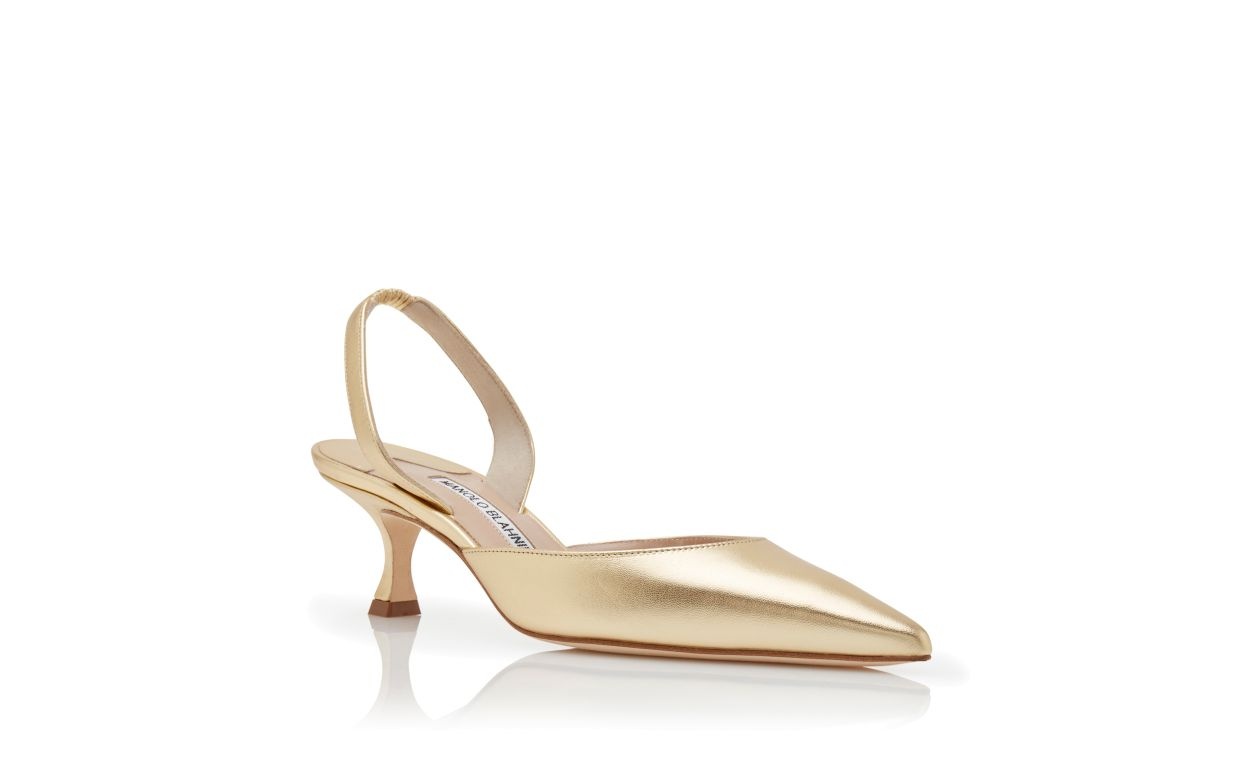 Gold Nappa Leather Slingback Pumps - 3