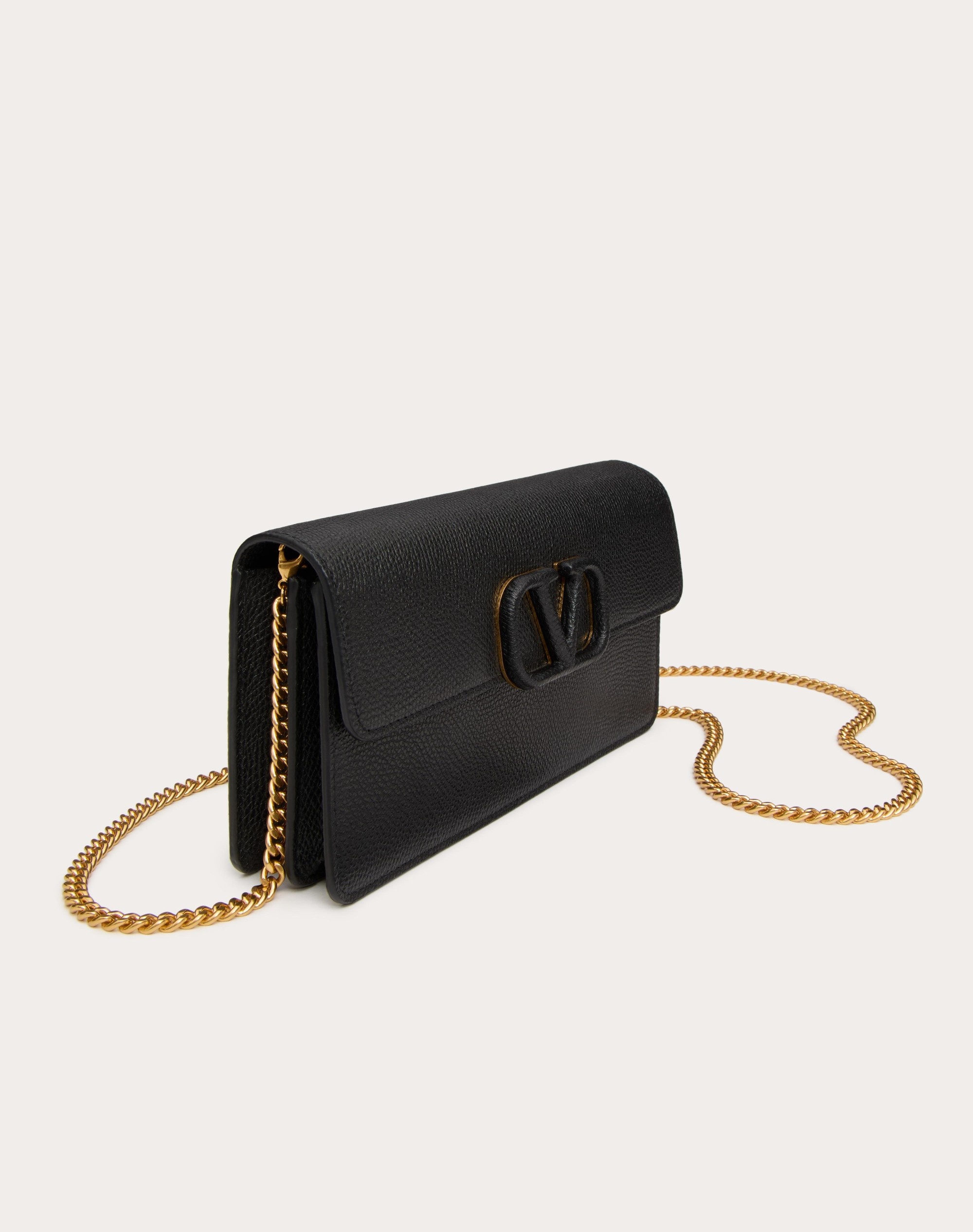 VLOGO SIGNATURE GRAINY CALFSKIN WALLET WITH CHAIN - 5