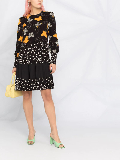 REDValentino butterfly print pleat detail dress outlook