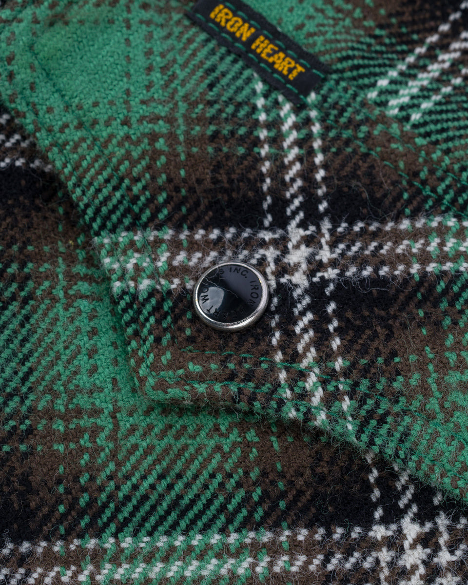 IHSH-405-GRN 12oz Ultra Heavy Flannel Check Western Shirt - Green - 10