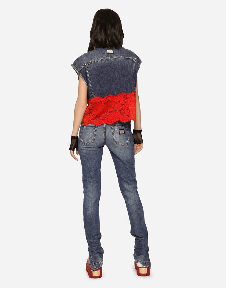 Denim vest with lace details - 3