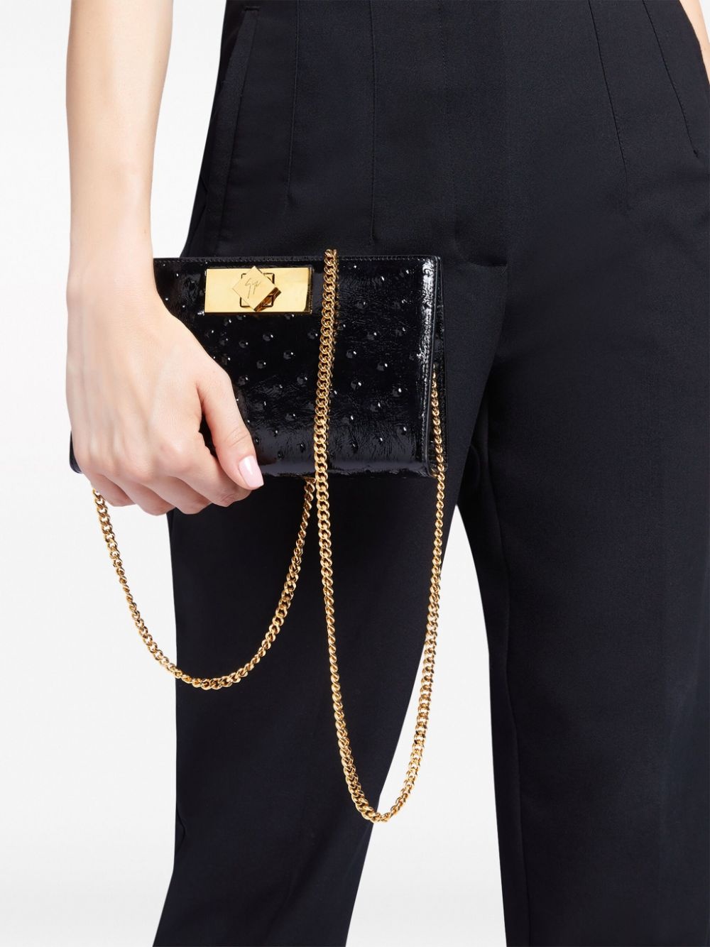 Annhita ostrich-print leather clutch bag - 2
