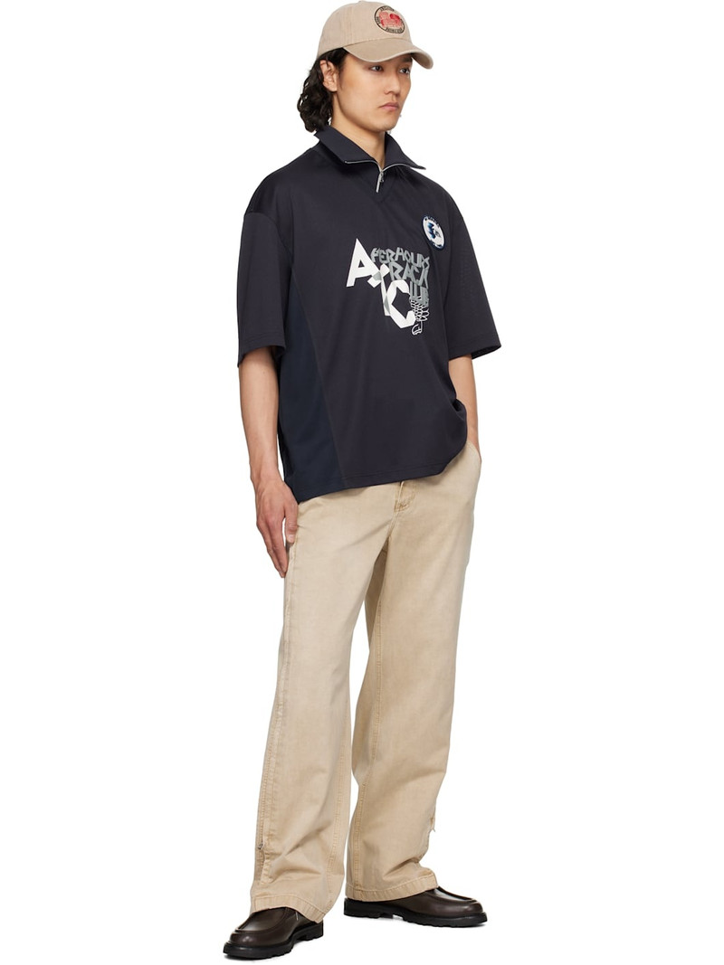 SOLID HOMME Navy 'After Hours Track Club' Zip Polo outlook