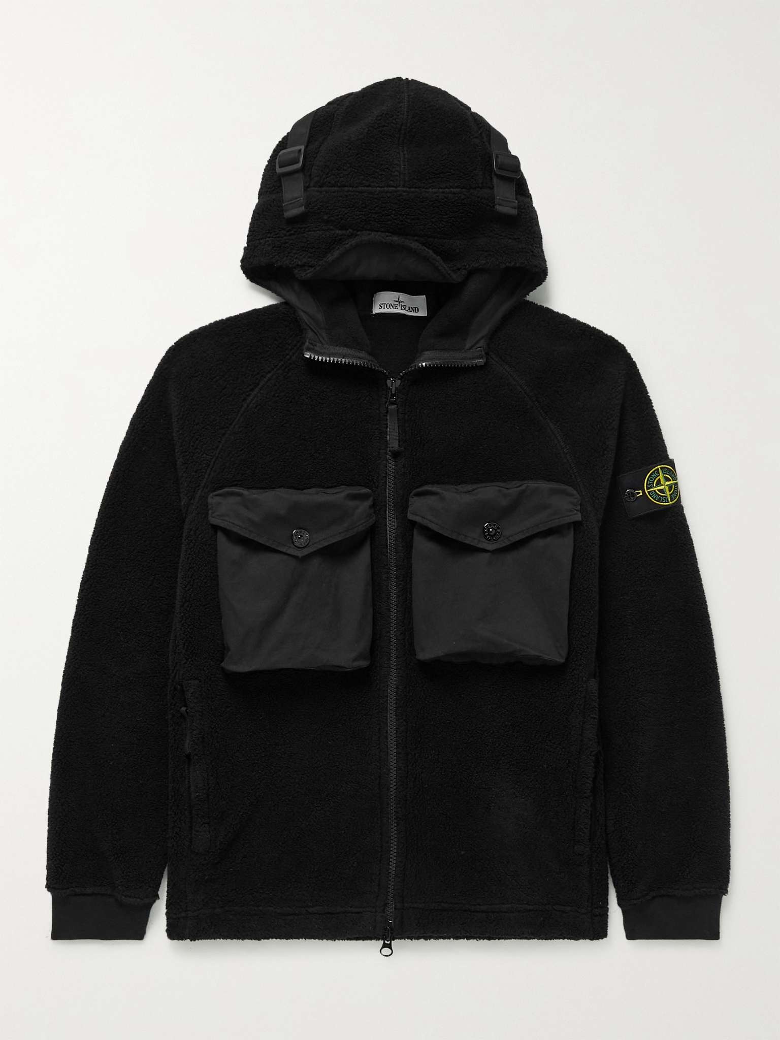 Logo-Appliquéd Shell-Trimmed Fleece Hooded Jacket - 1