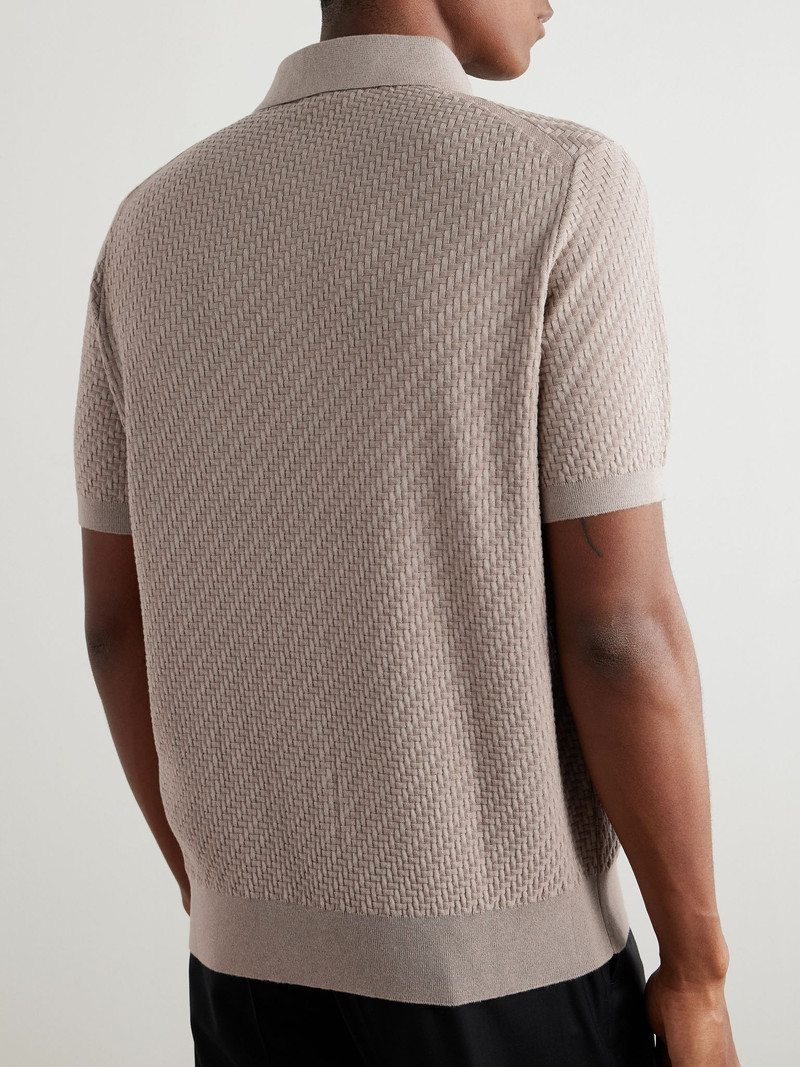 Cotton, Silk and Cashmere-Blend Polo Shirt Beige 3
