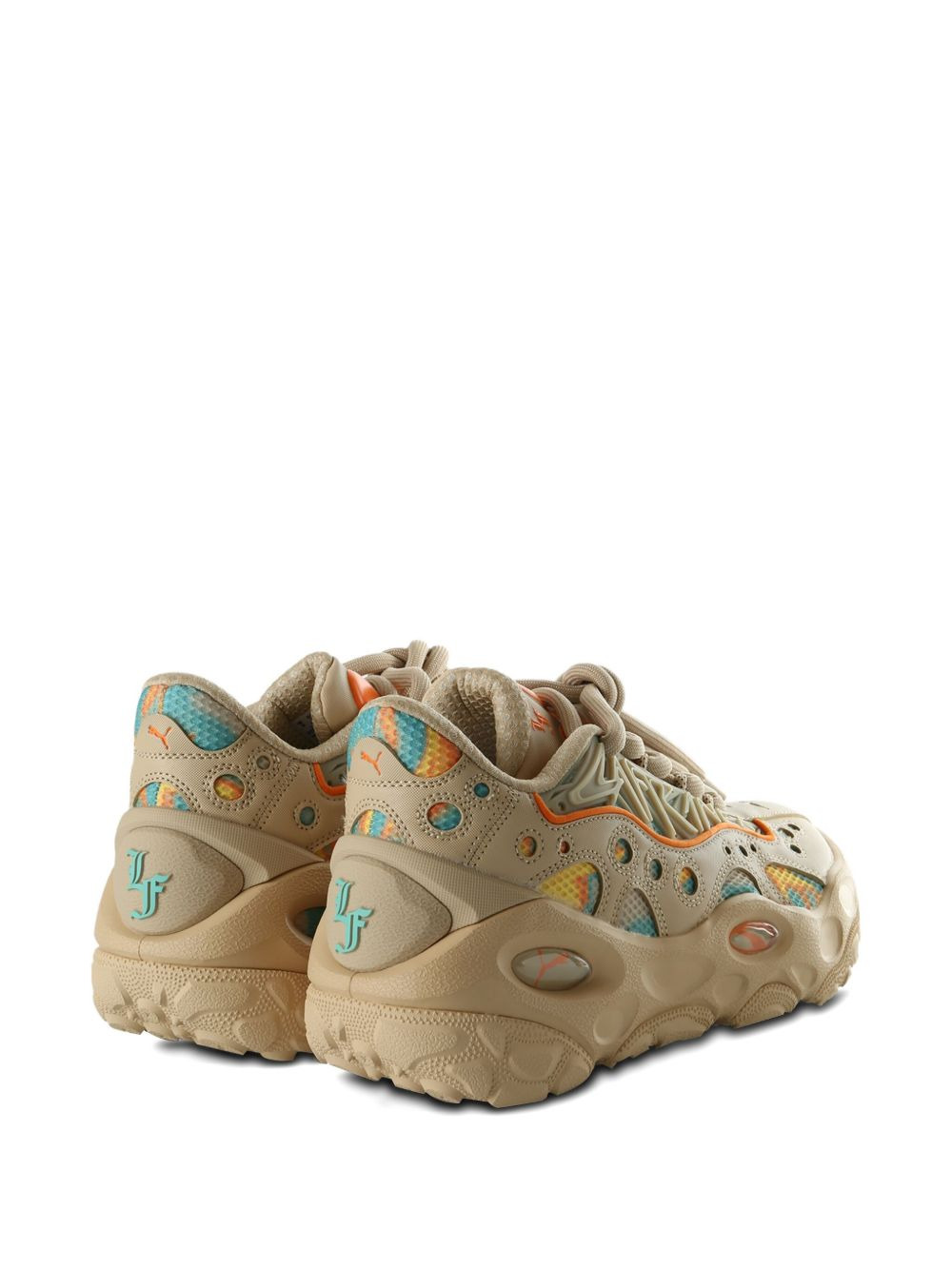 perforated pattern lace-up trainers - 3