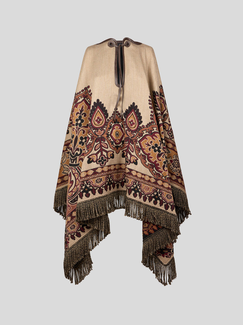 WOOL-BLEND JACQUARD CAPE WITH FLORAL PAISLEY MOTIF 1