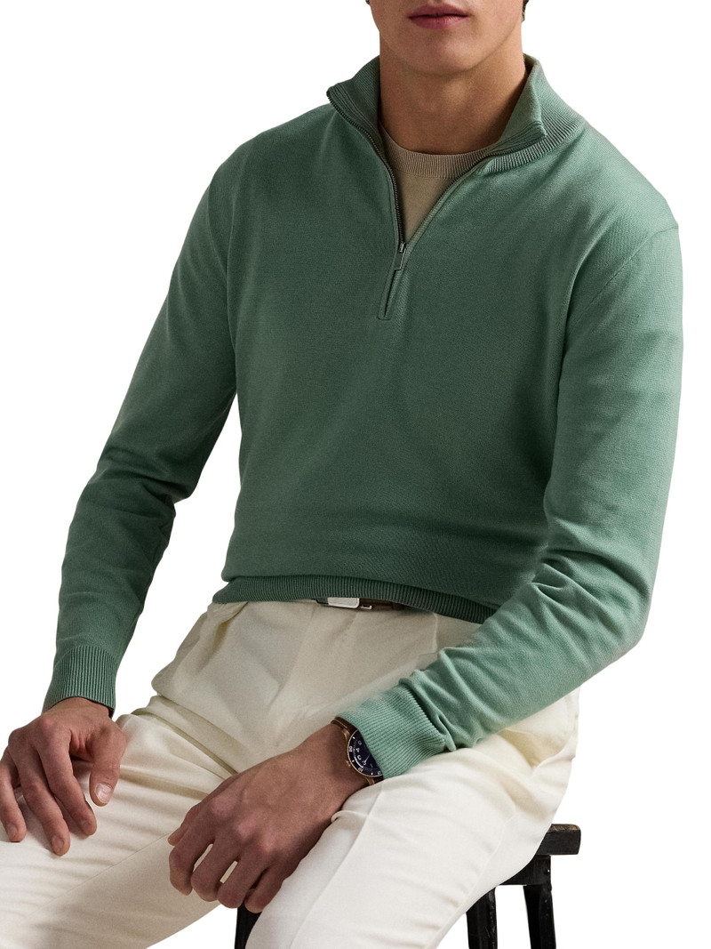 Men's Cotton Quarter-Zip Sweater - Faded Mint 6
