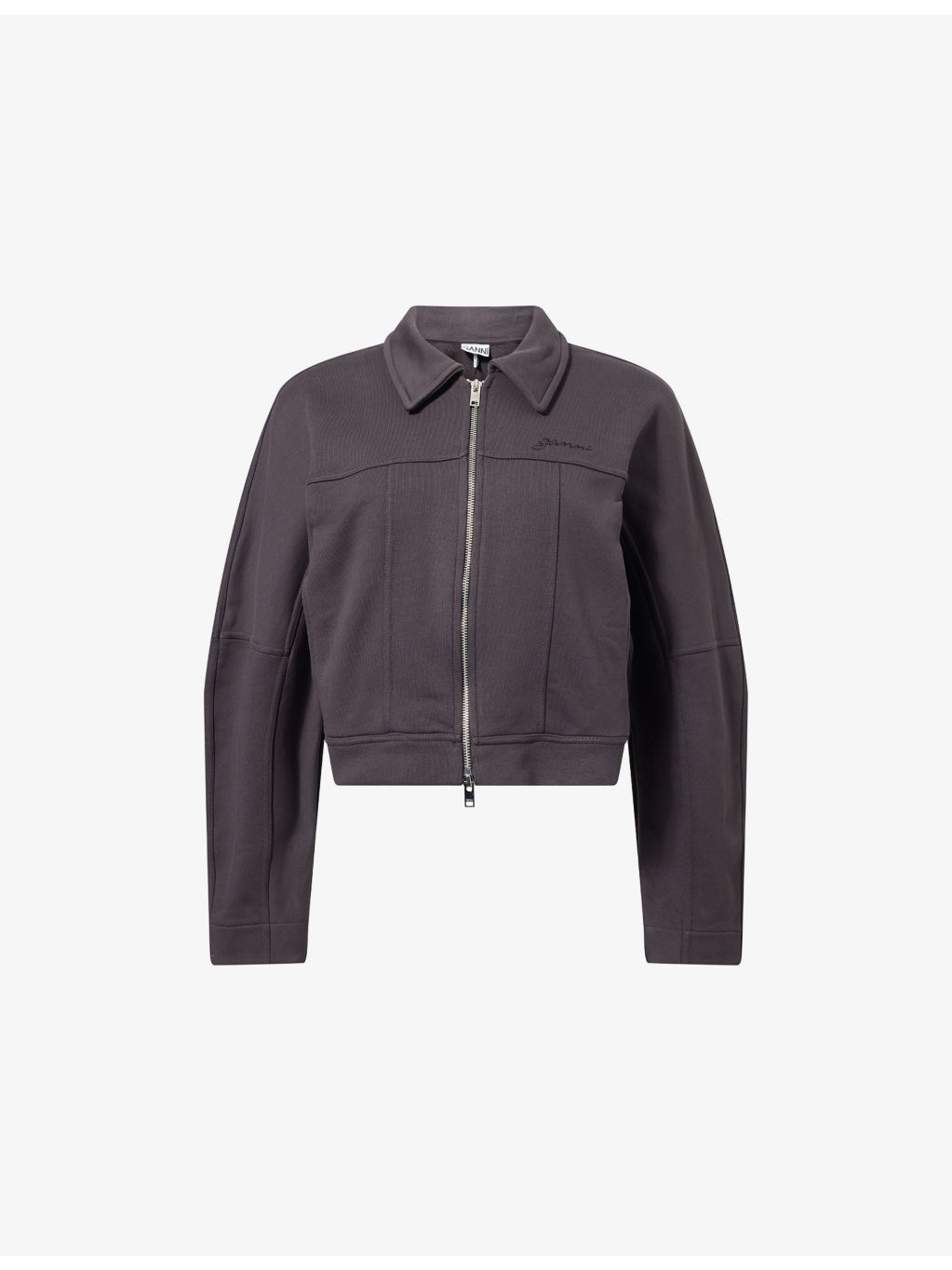 Crop Brand-Embroidery Cotton-Jersey Jacket - 1