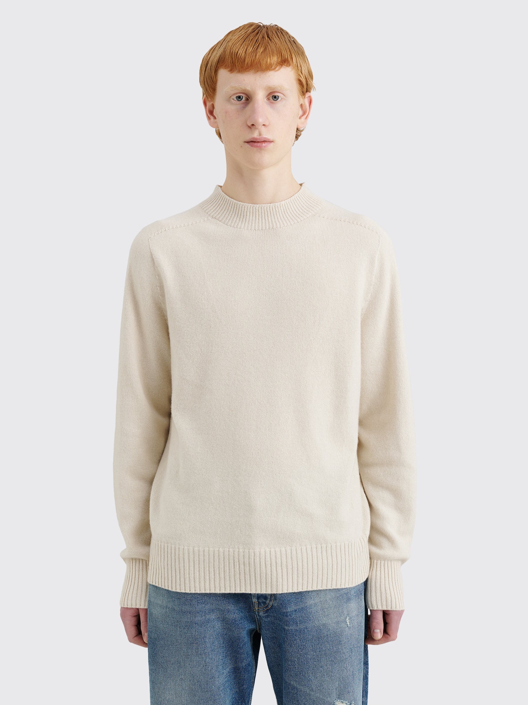 MARGARET HOWELL SADDLE CREW NECK CASHMERE COTTON TWIST SANDSTONE - 1