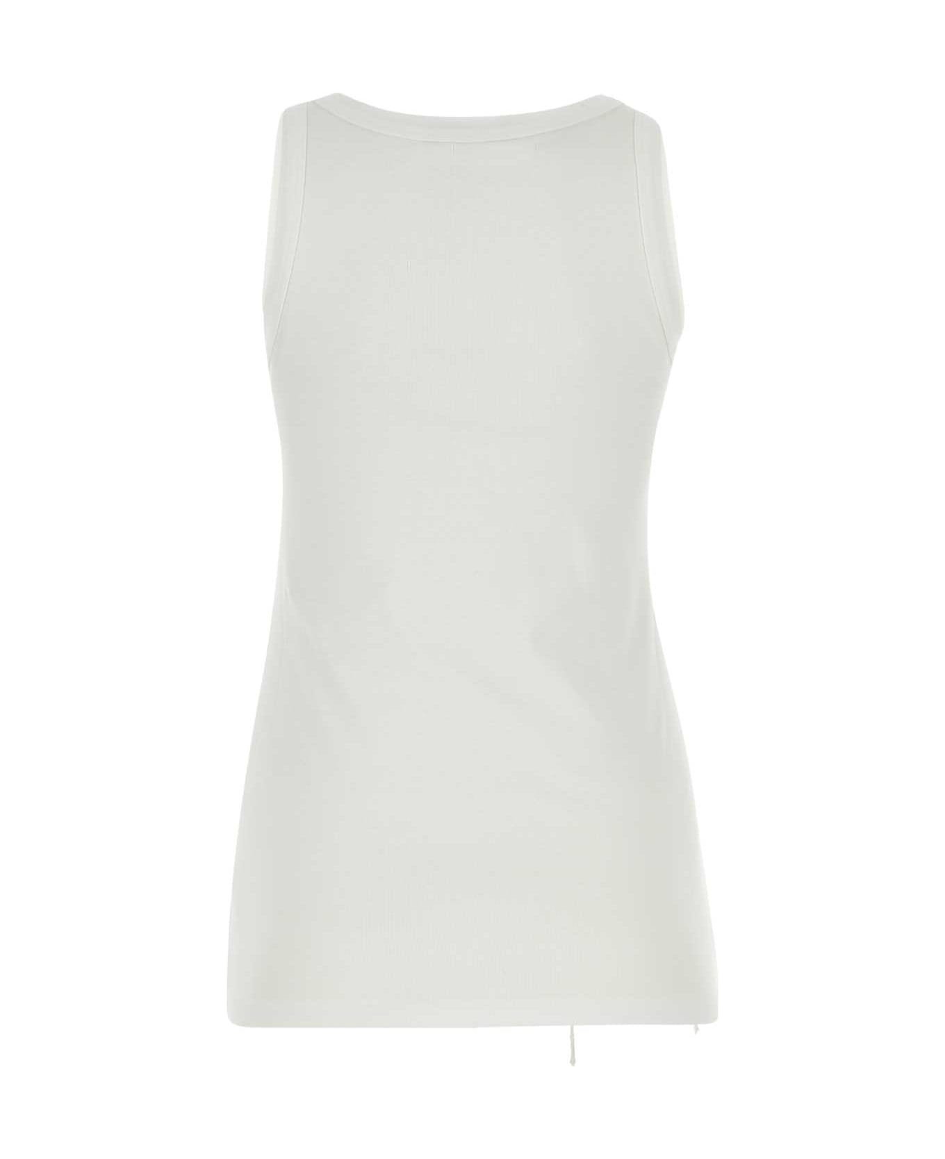 White Cotton Tank Top - 2
