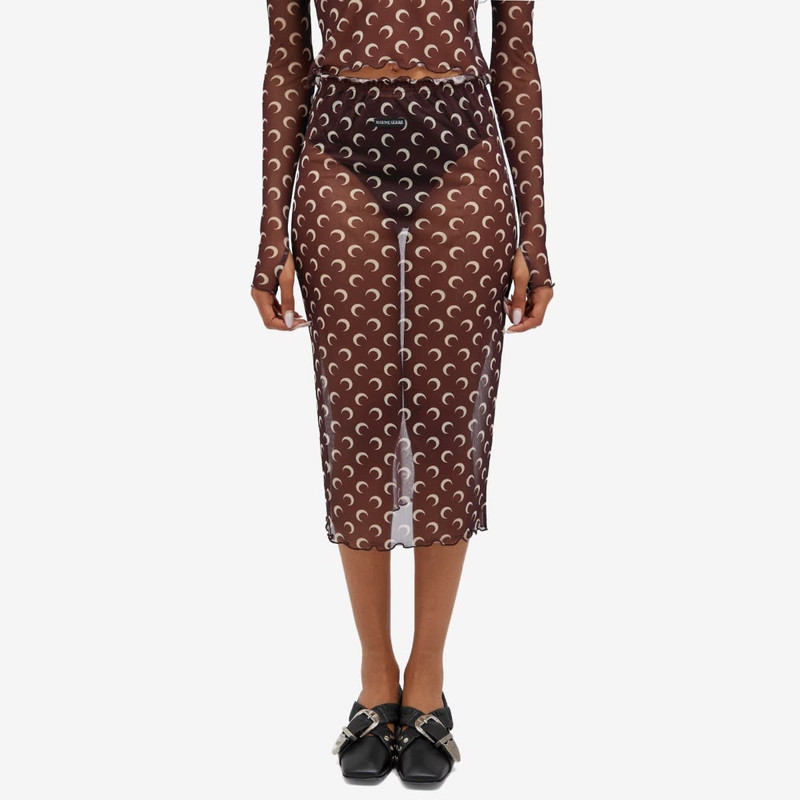 Marine Serre Marine Serre Moon Printed Mesh Midi Skirt outlook