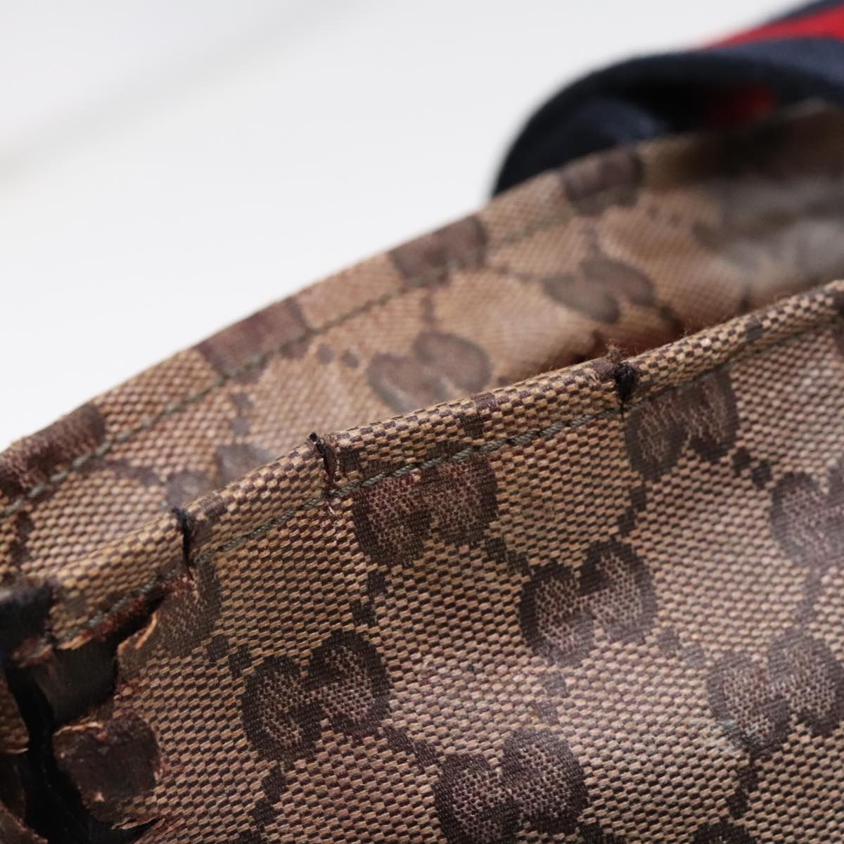 GUCCI GG Crystal Sherry Line Tote Bag Gold Red Navy - 15