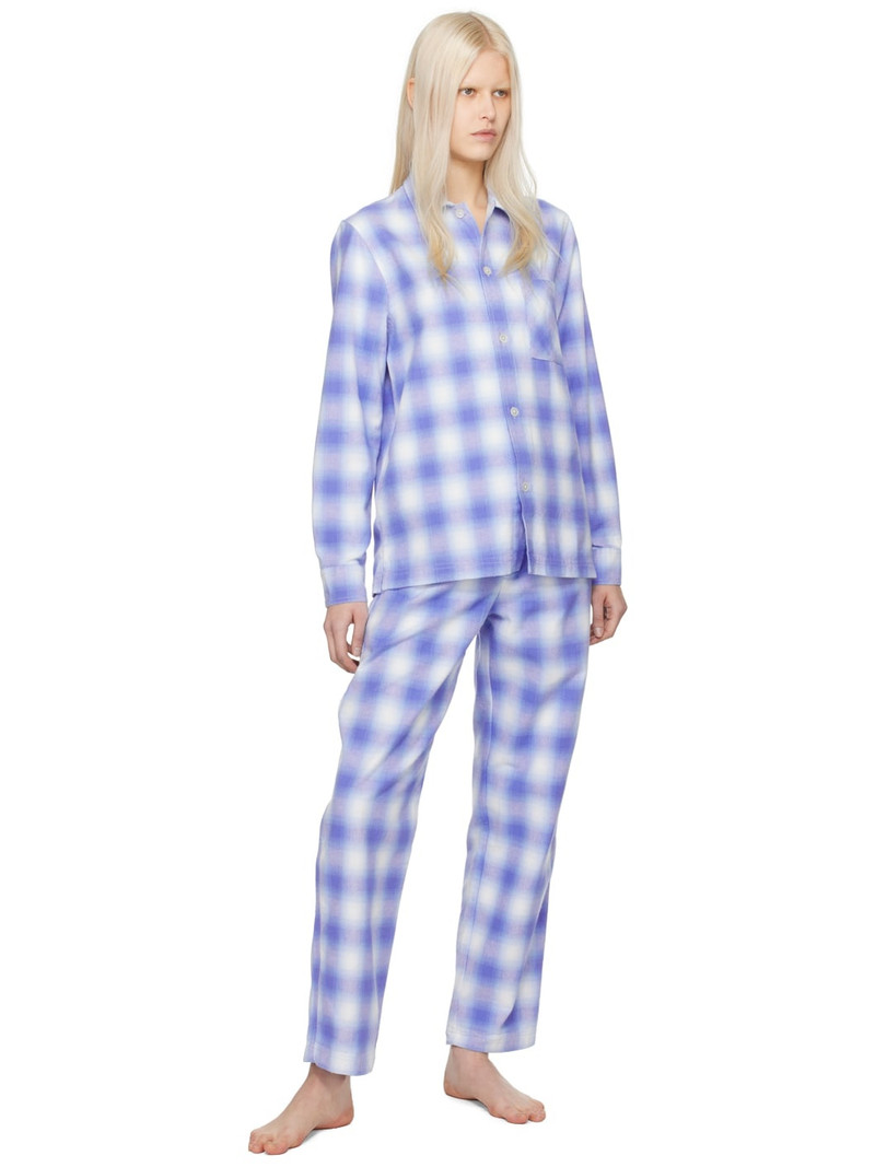 TEKLA Blue Check Pyjama Shirt outlook
