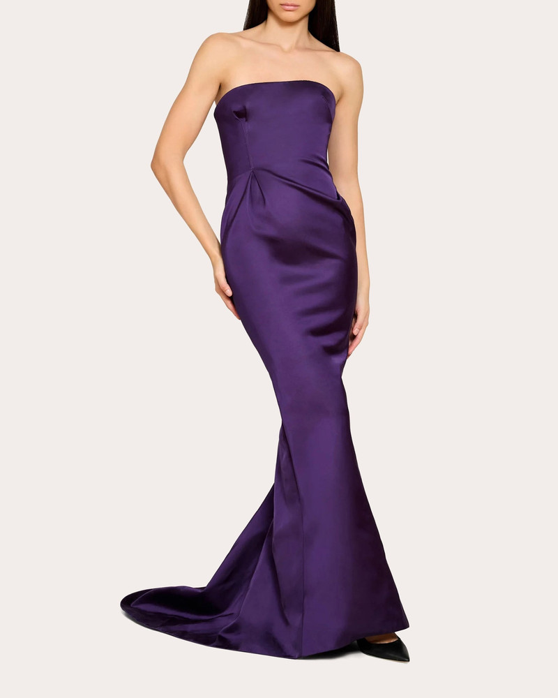 LaQuan Smith Pleated Draped Satin Gown outlook