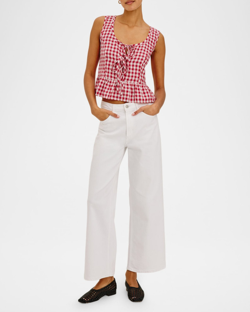 Rails Jonah Gingham Linen Tie-Front Top outlook