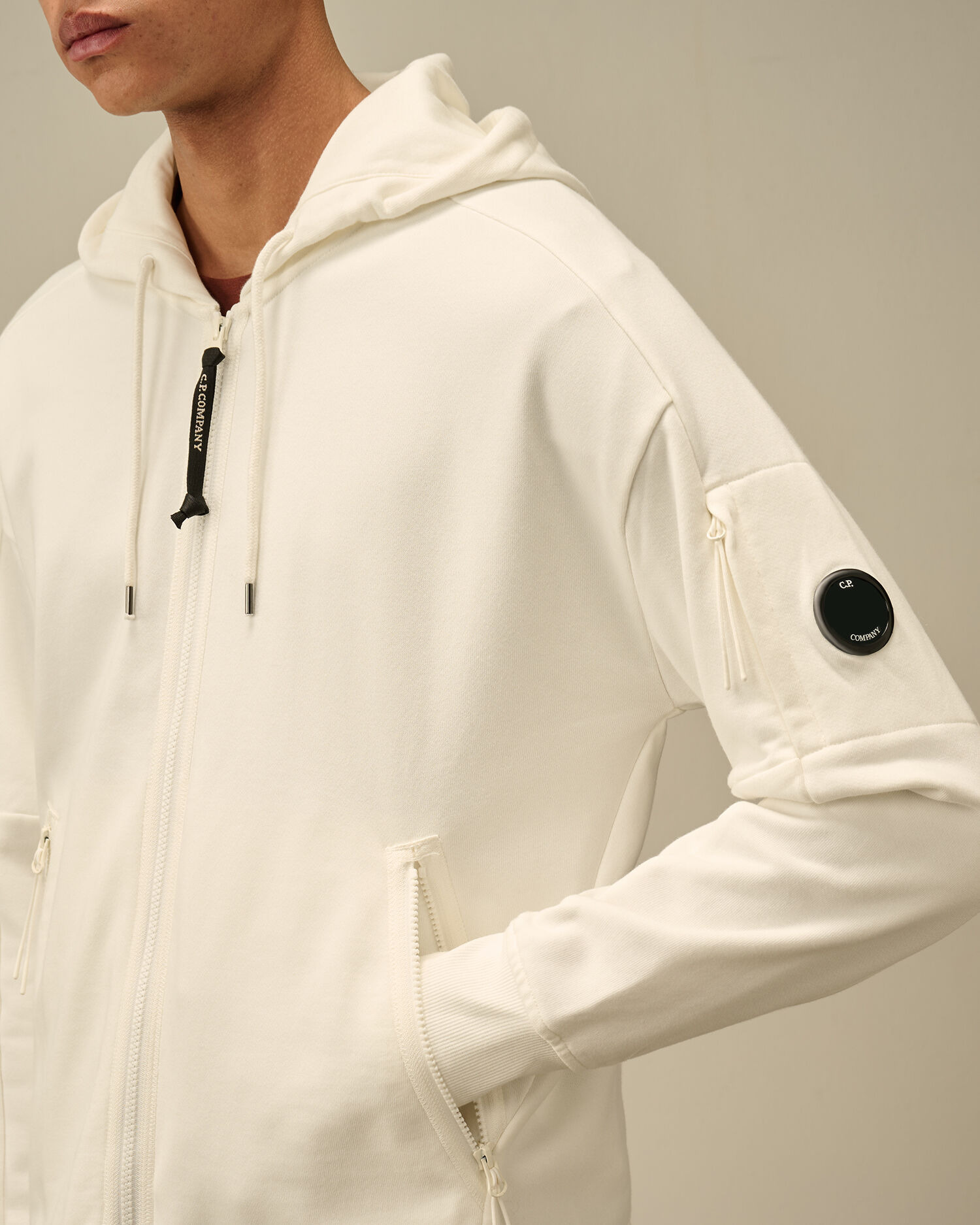 Diagonal Raised Fleece Full Zip Hooded Sweatshirt - 4