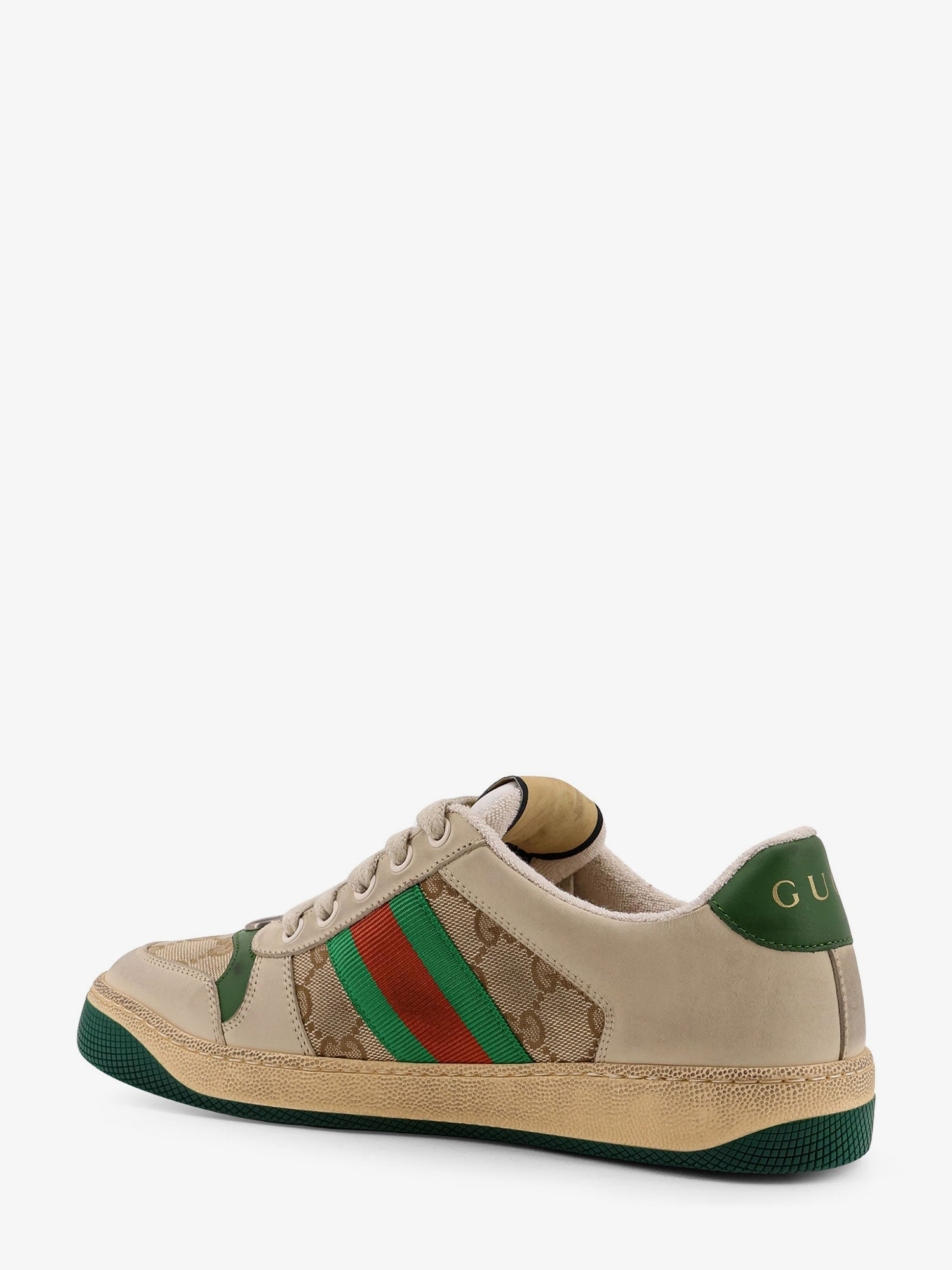 Gucci Screener Low-Top Leather And Supreme Gg Fabric Sneakers - 3