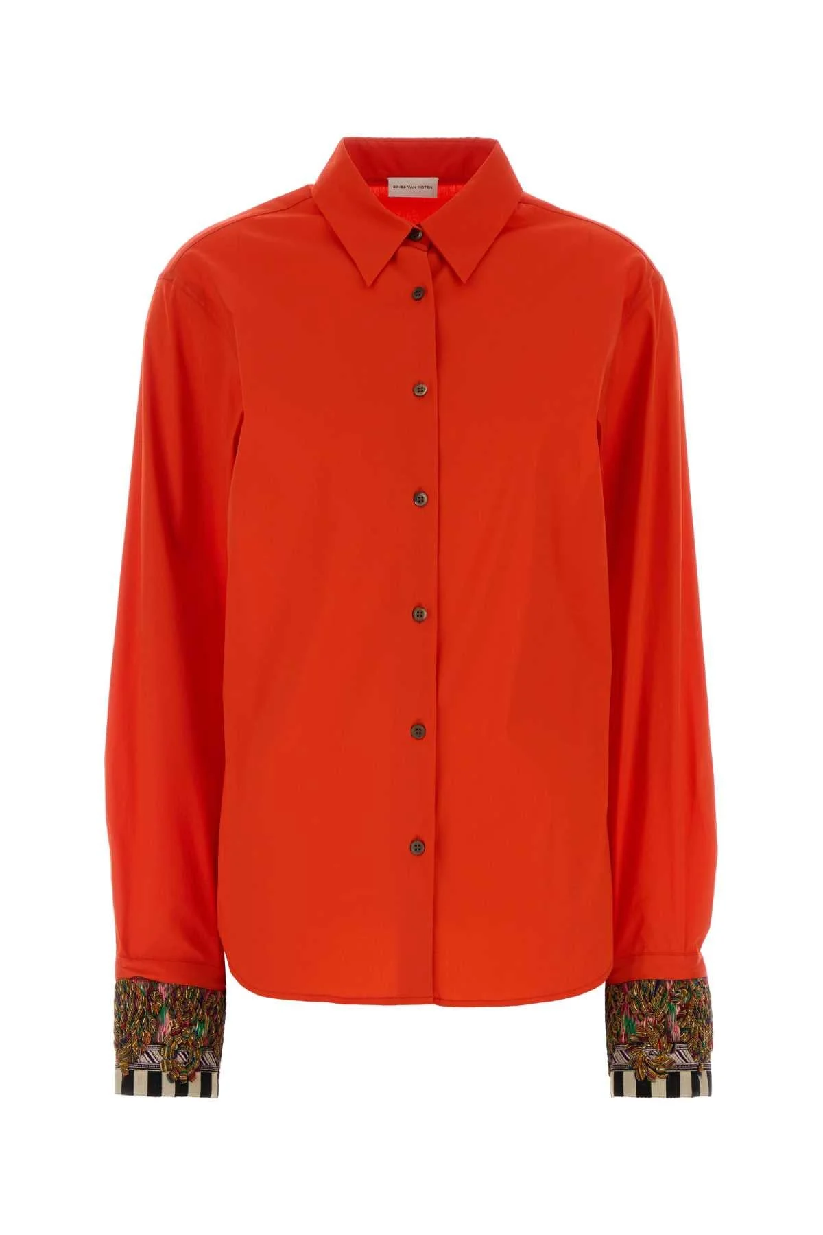Dries Van Noten Women Coral Stretch Poplin Chloris Shirt - 1