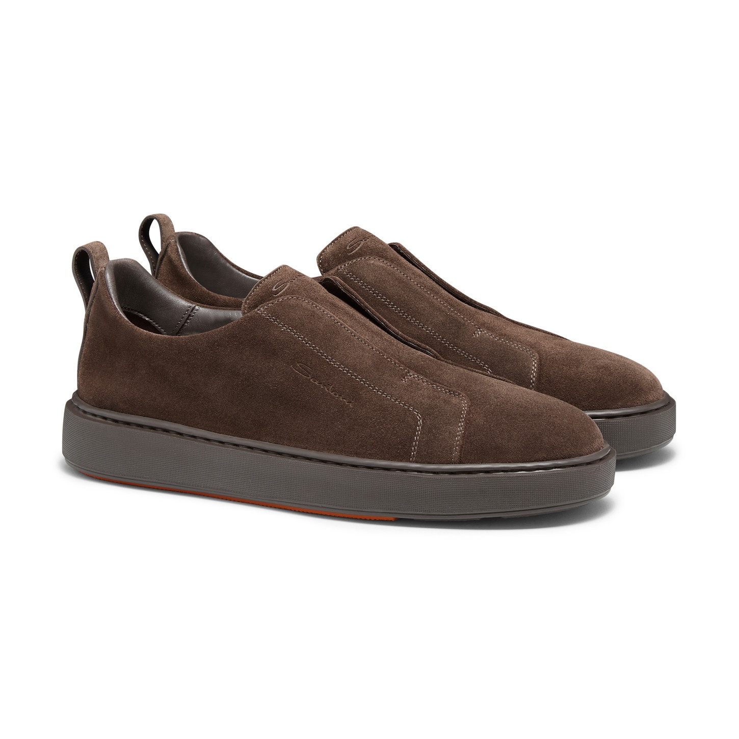 Men's dark brown suede slip-on sneaker - 3