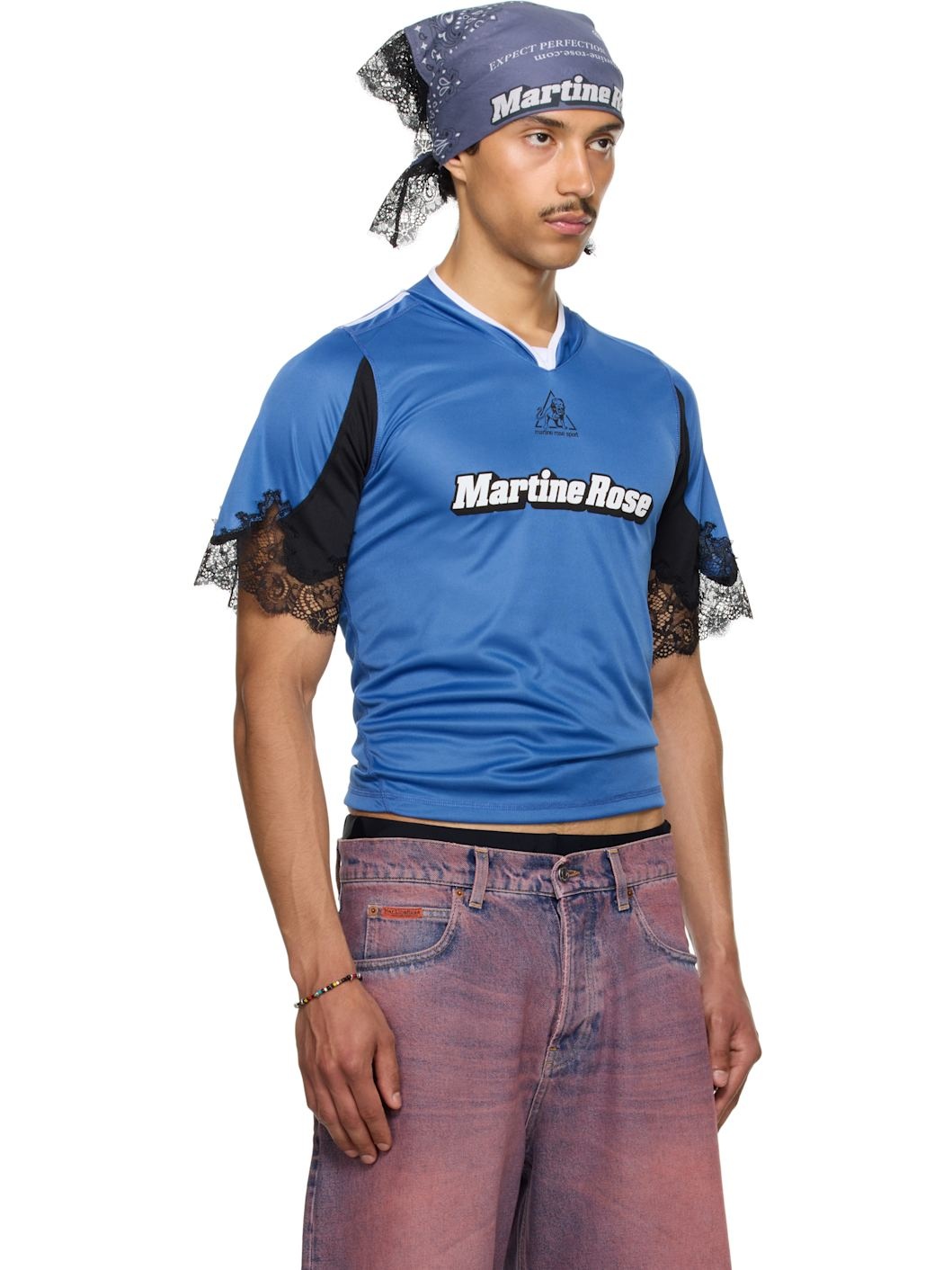 SSENSE Exclusive Blue Lace Trim Football Jersey Top - 2