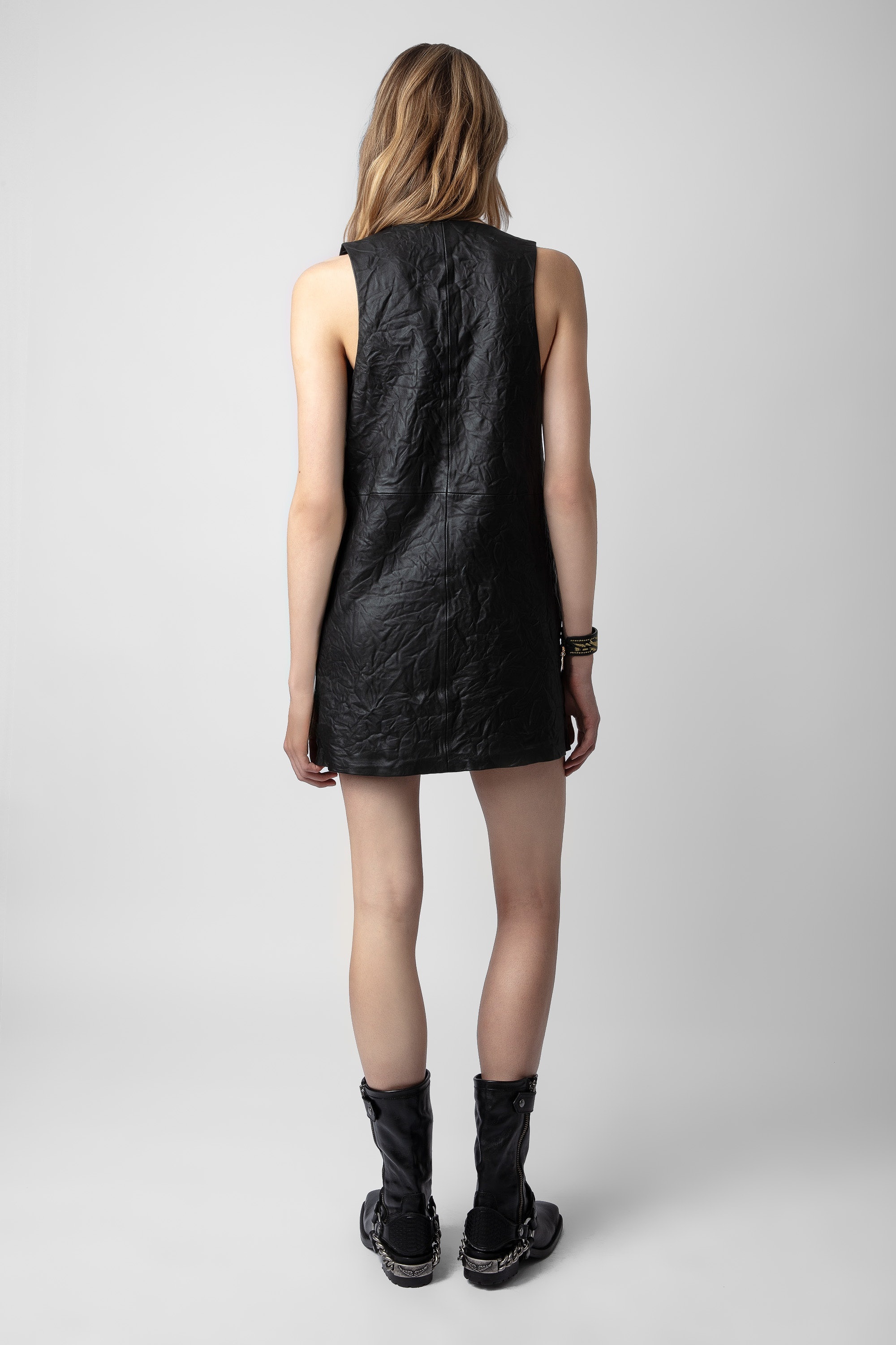 Rasha Crinkled Leather Dress - 5