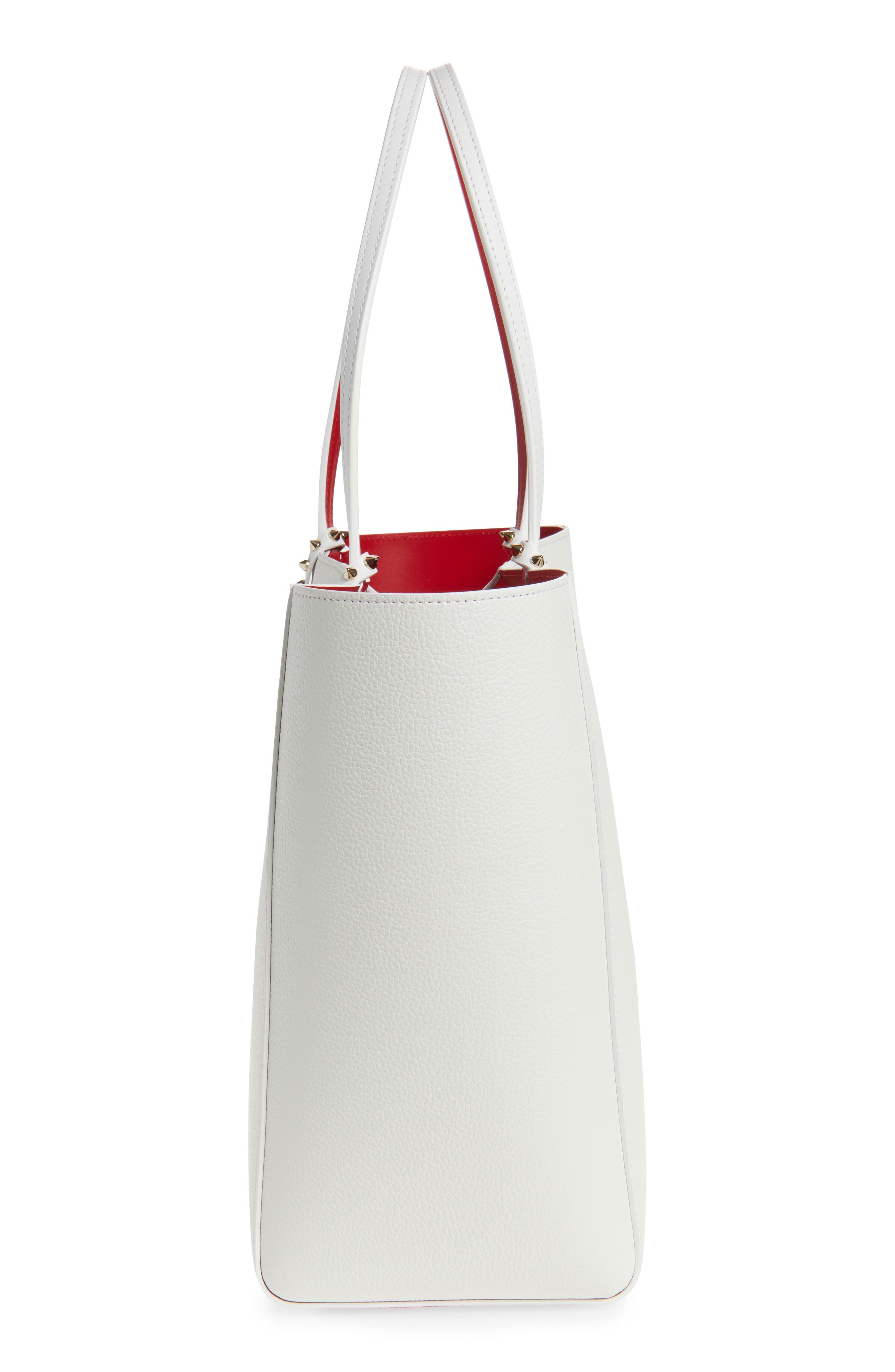 Christian Louboutin Large Cabata Soft Leather Tote Bag in Bianco/Gold at Nordstrom - 5