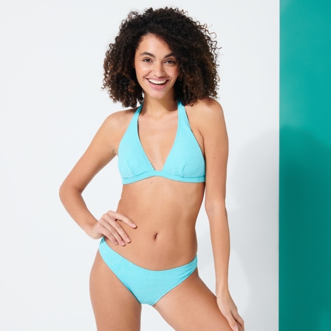 Women Halter Bikini Top Plumes Jacquard - 4