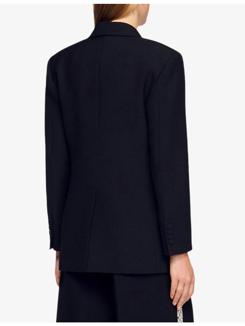 Rhinestone-Embellished Single-Breasted Woven Jacket - 4