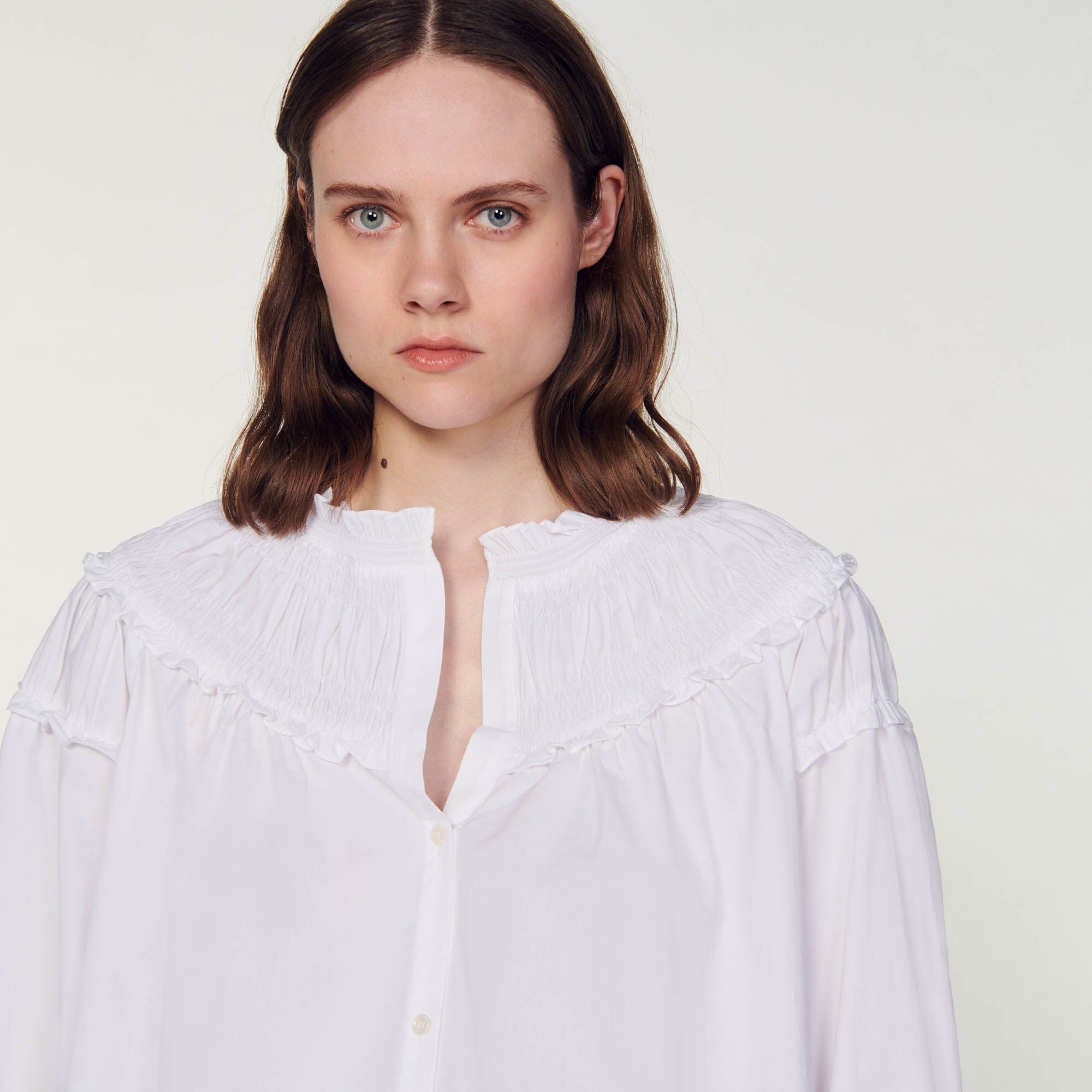 SMOCKED-COLLAR BLOUSE - 4