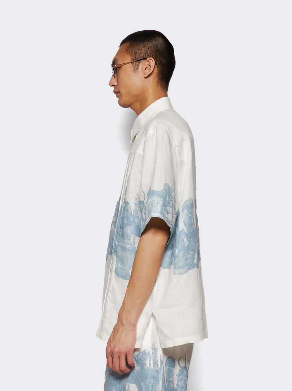 Shirt With Hubert Object Print Blue And White - 3