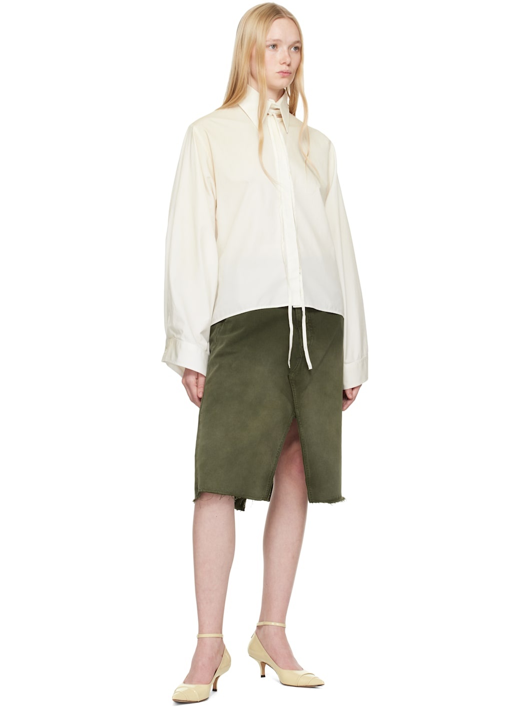 Off-White Light Cotton Poplin Long-Sleeved Shirt - 4