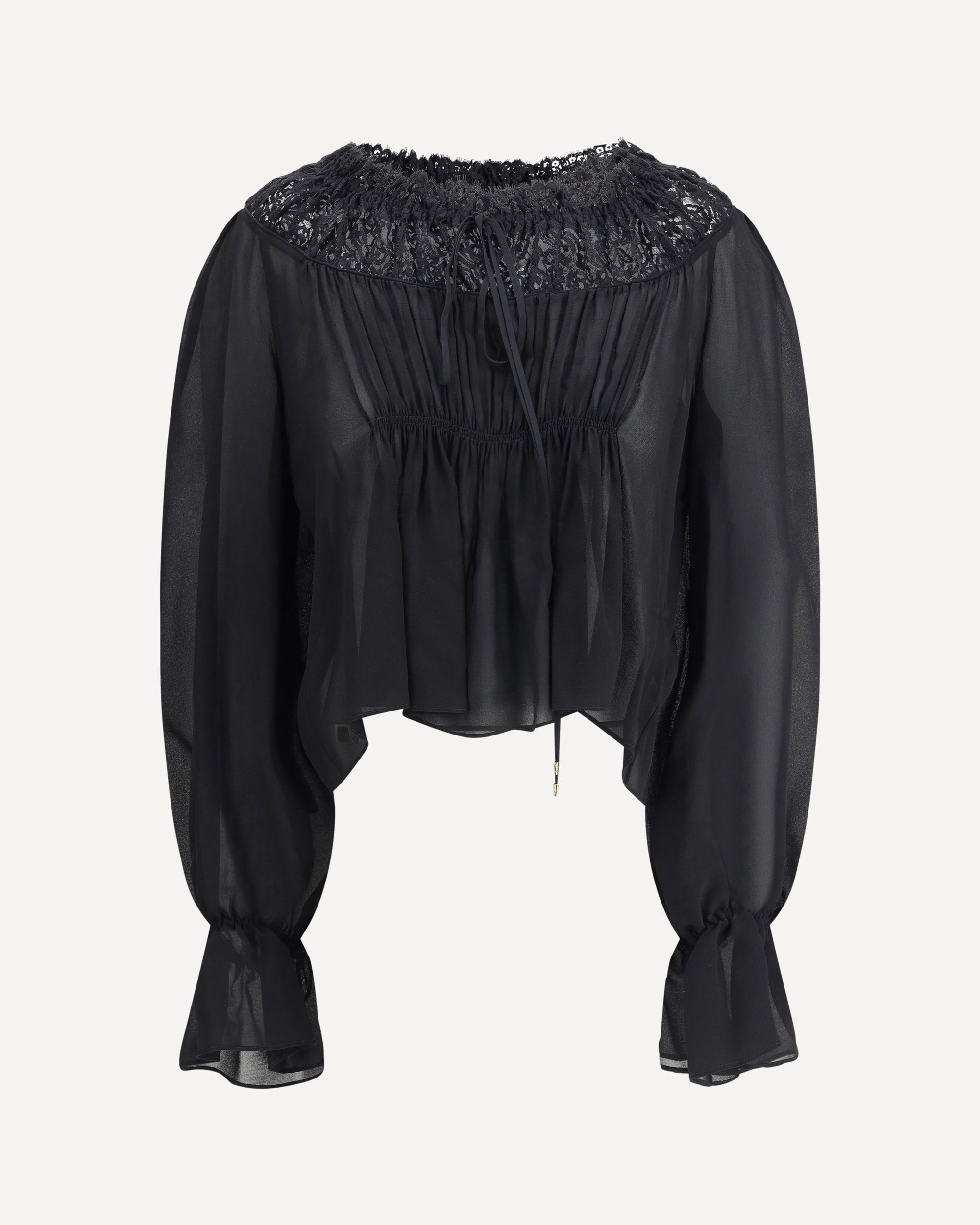 Silk georgette and lace Top - 1