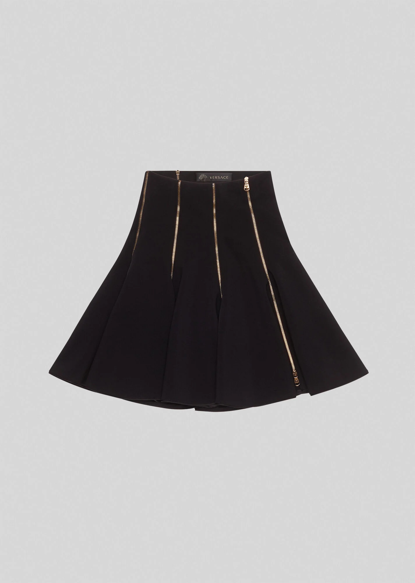 Zip Accent Pleated Mini Skirt - 1