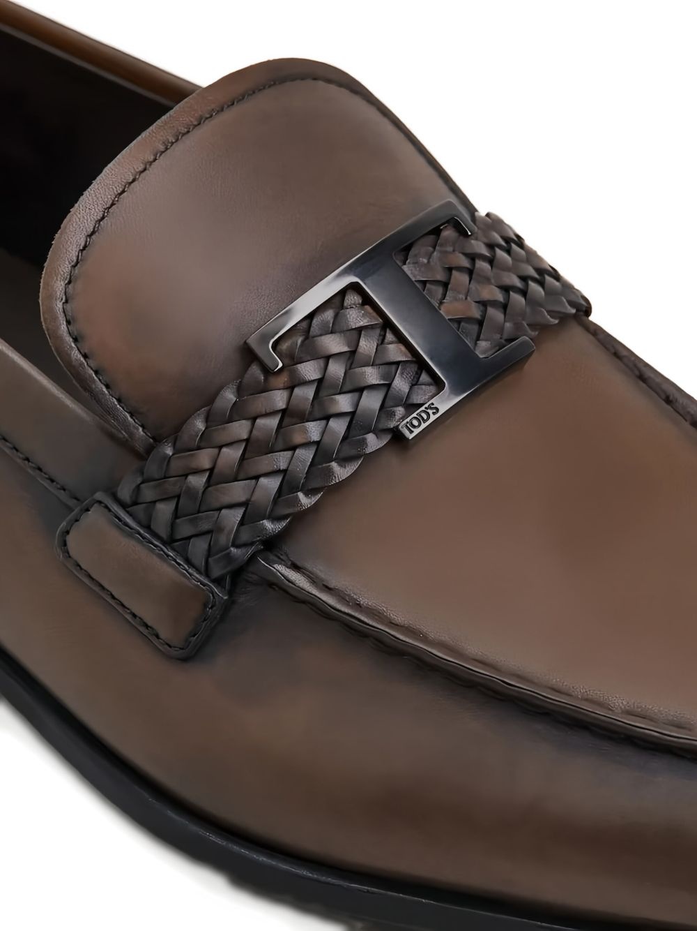 braided-buckle T-logo loafers - 3