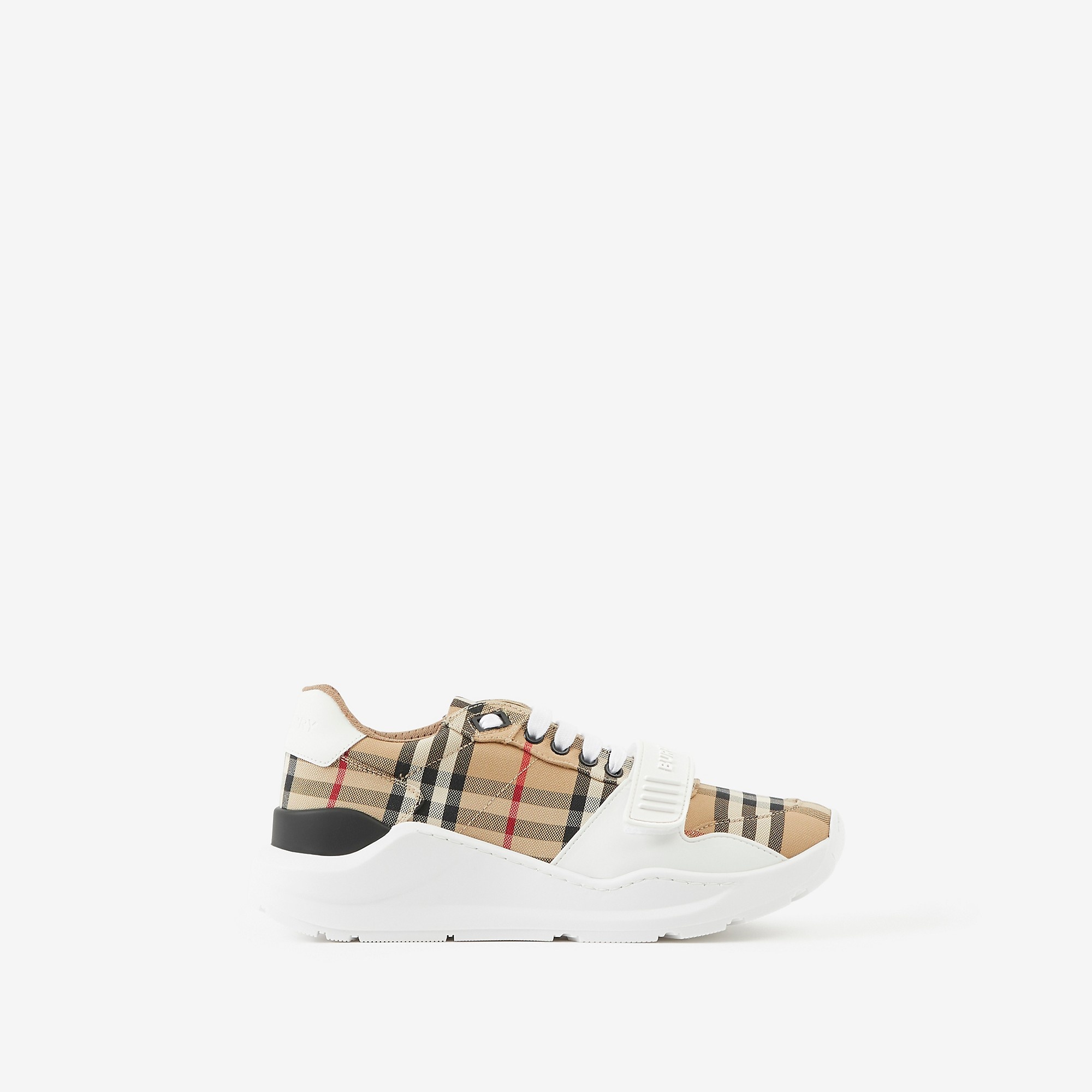 Vintage Check and Leather Sneakers - 1