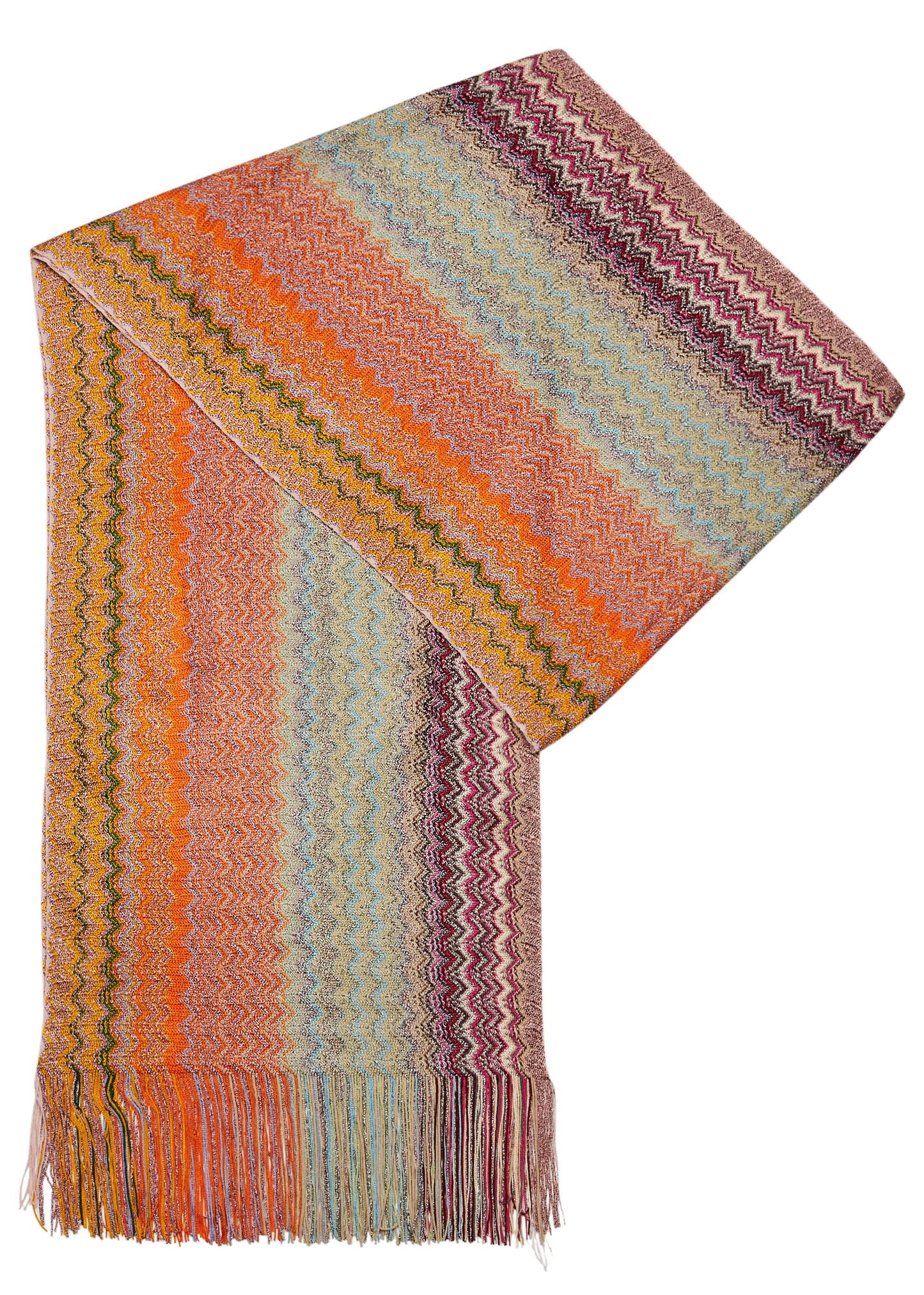 Zigzag-intarsia metallic-knit scarf - 1