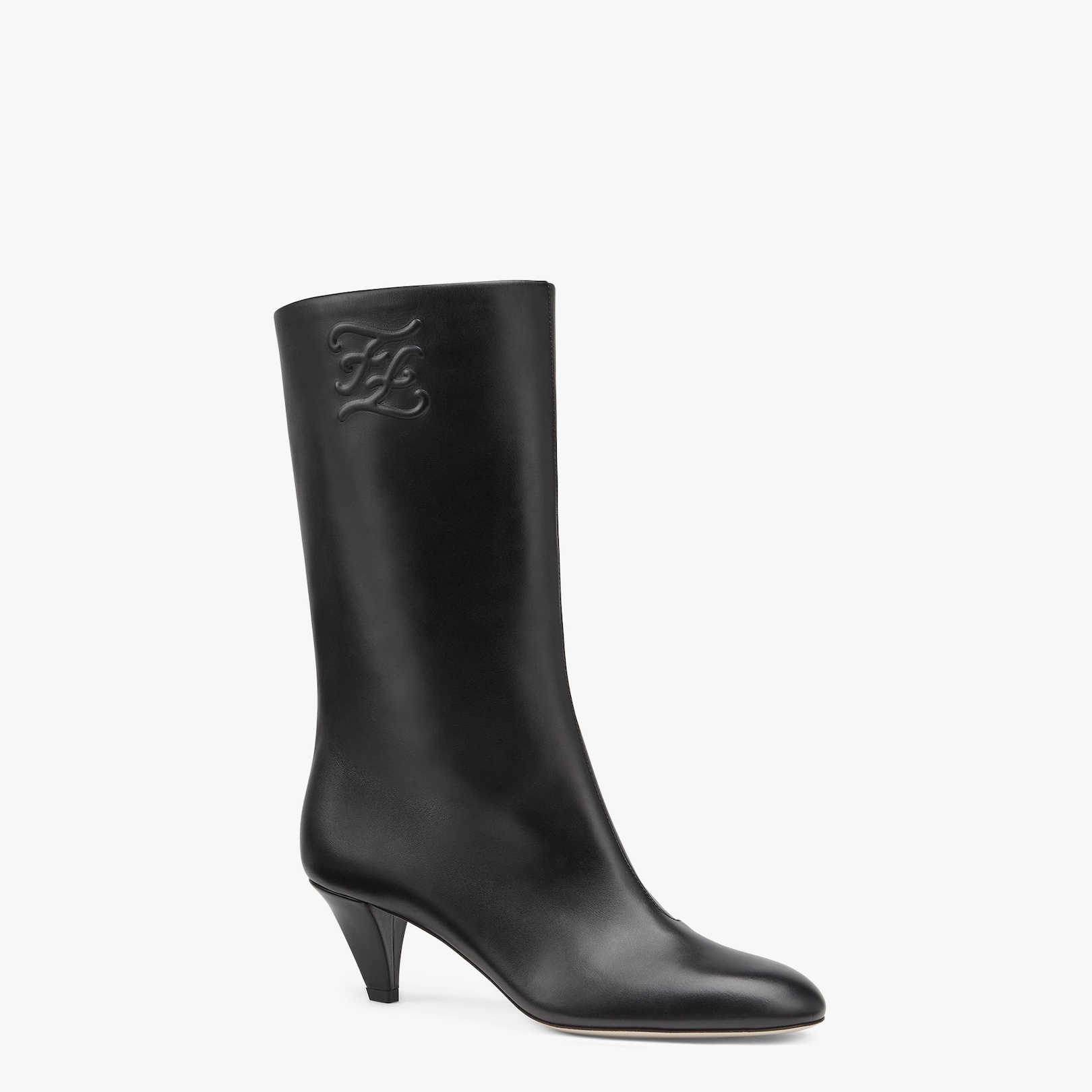 Black leather boots with medium heel - 2