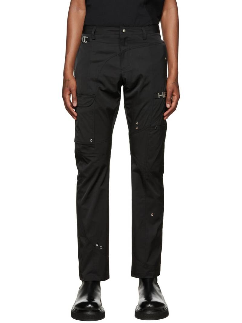 Black Paneled Cargo Pants - 1