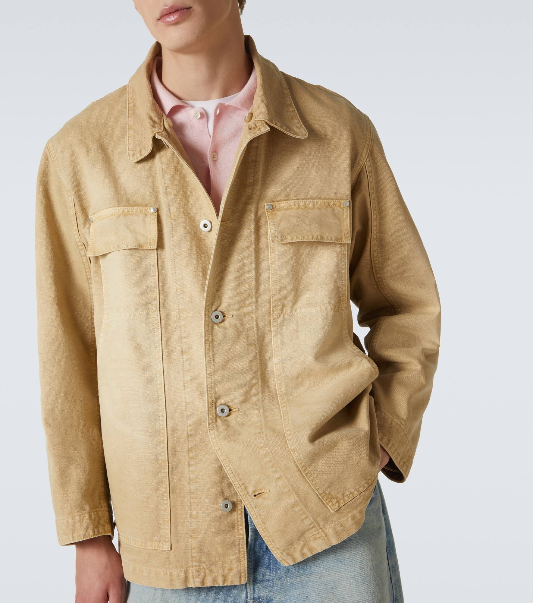 Leather-trimmed cotton blouson - 5