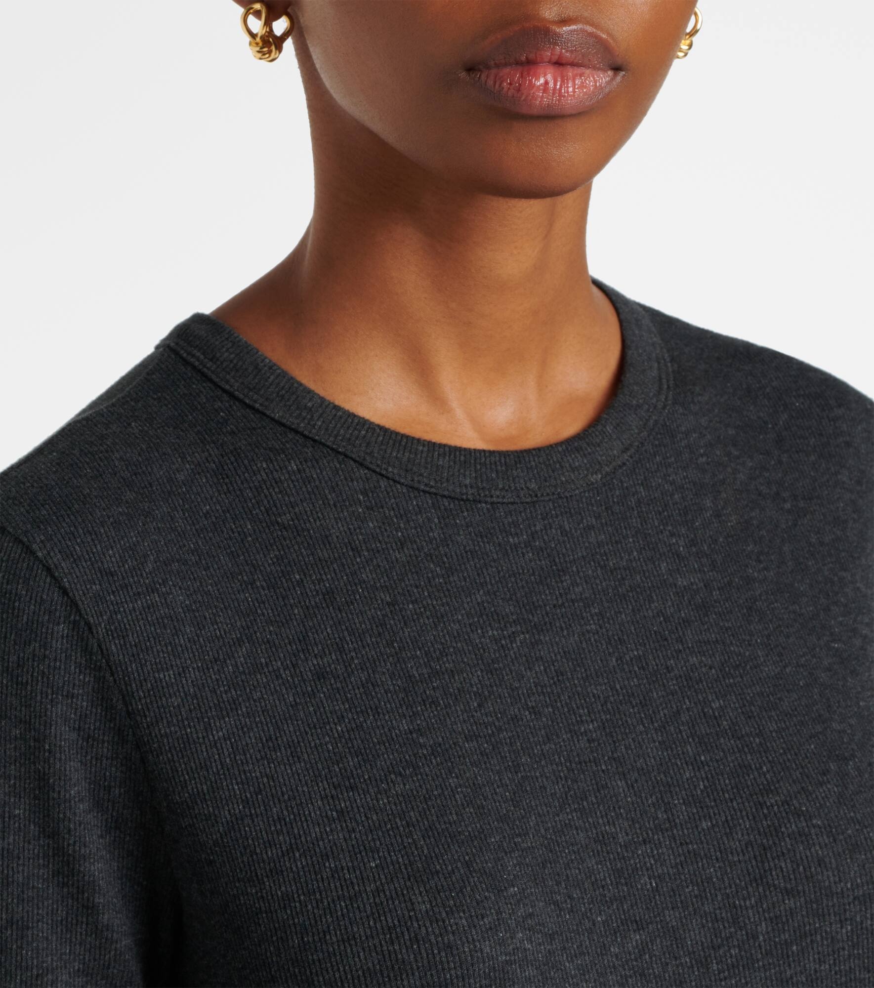 Ribbed-knit cotton-blend jersey top - 4