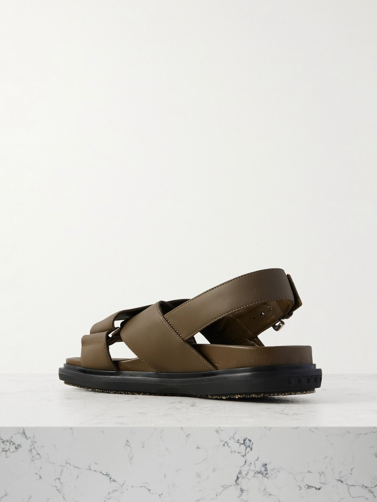 Leather slingback sandals Army green - 3
