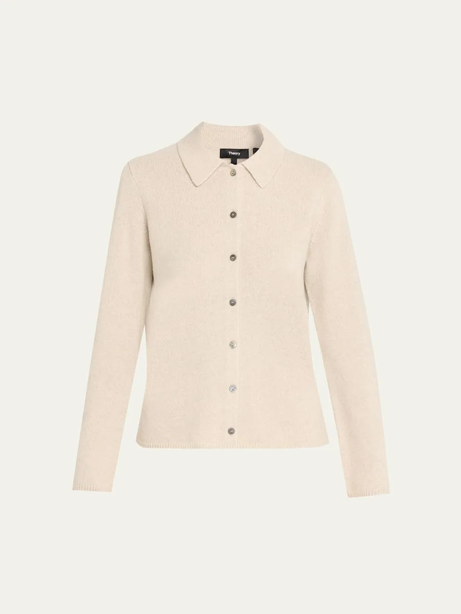 Cashmere Button-Front Shirt - 1