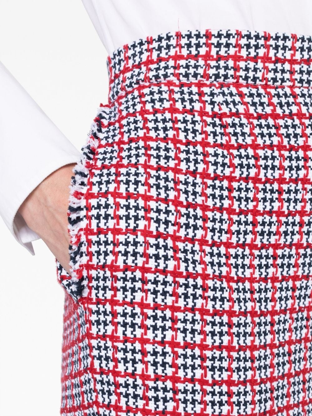 check-pattern tweed midi skirt - 5
